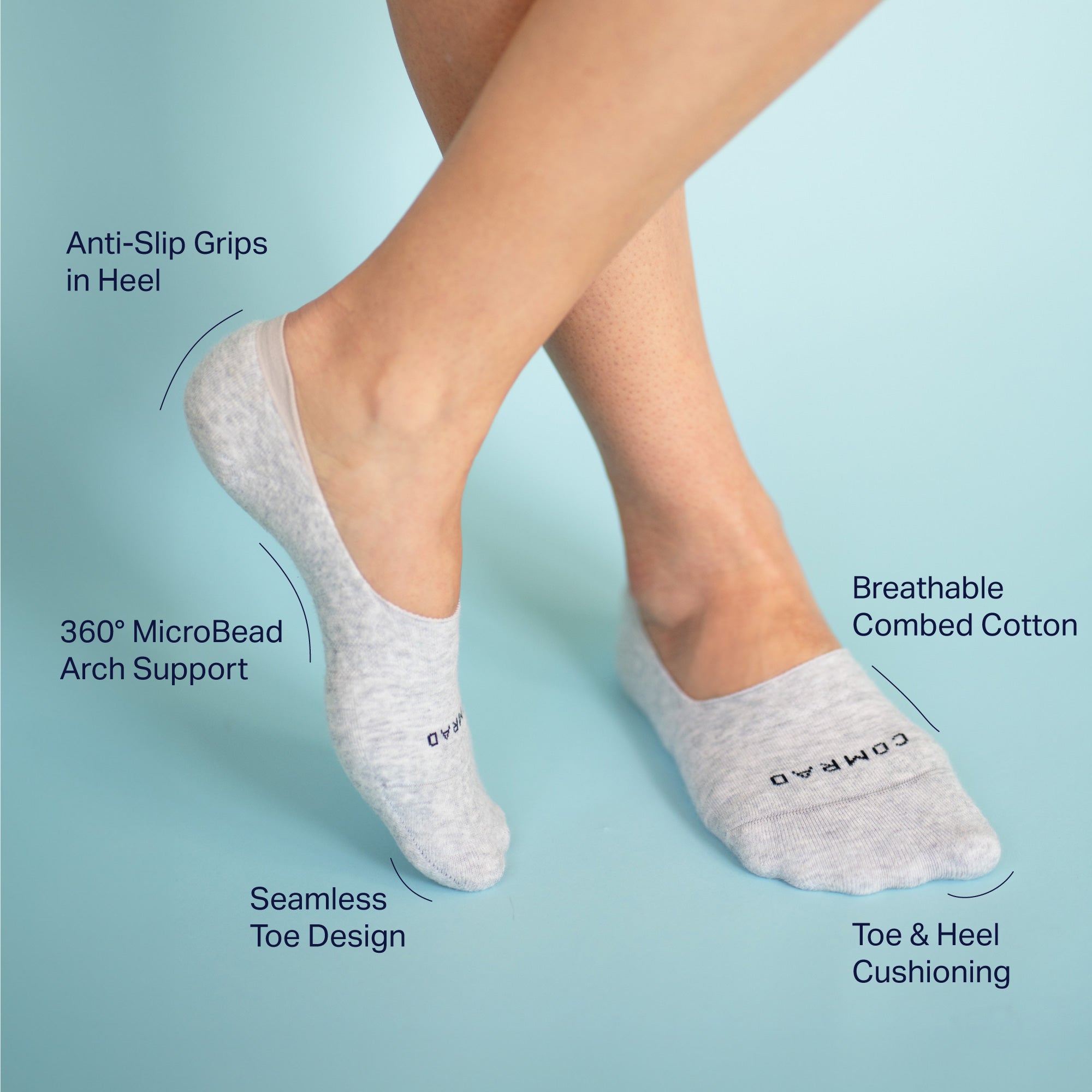Combed Cotton No Show Socks - White