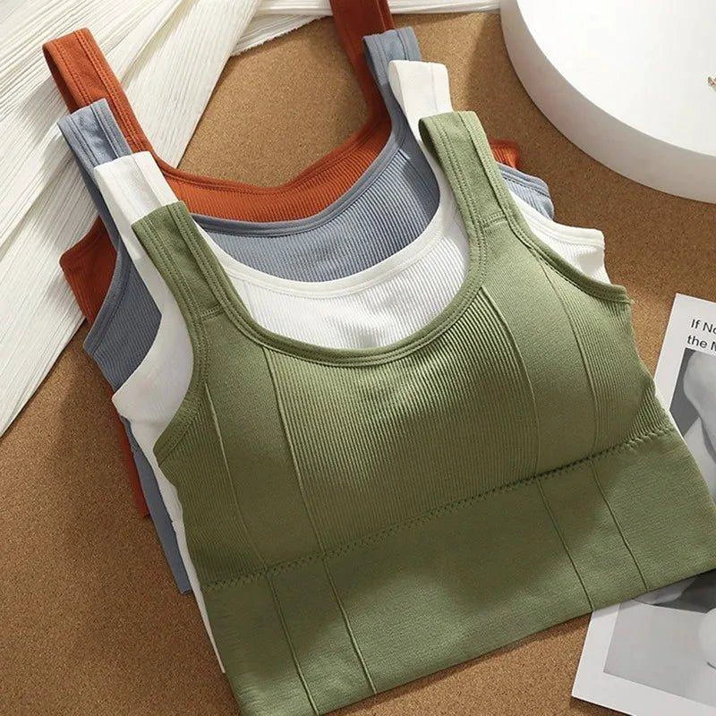 Mandotos Breathable Sports Bra Women Seamless Yoga Top Shockproof Crop Push Up Gym Workout