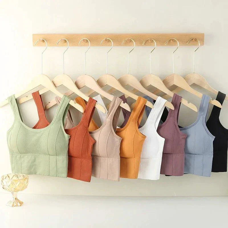 Mandotos Breathable Sports Bra Women Seamless Yoga Top Shockproof Crop Push Up Gym Workout